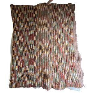 Handmade Afghan Crocheted Throw Blanket Brown Green Yellow Orange MCM Grannycore